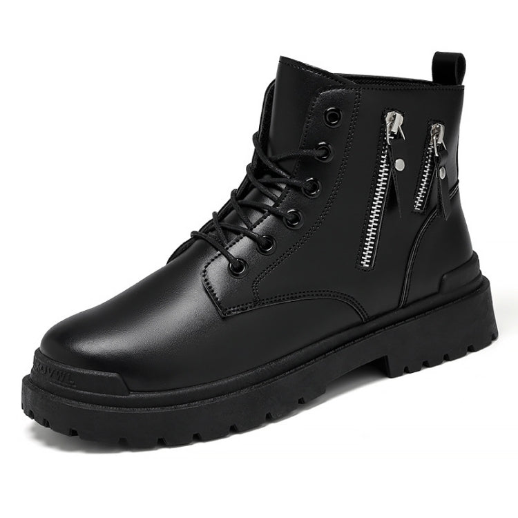 Men Martin Boots Motorcycle Leather Boots High Top Work Boots, Size: