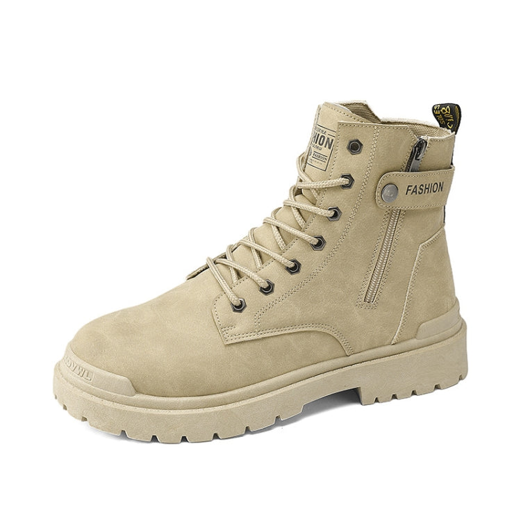 Men Martin Boots Motorcycle Leather Boots High Top Work Boots, Size: