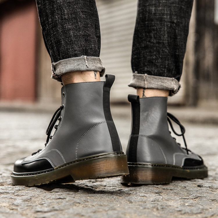 JL-MR062 Men Martin Boots High-Top Lace Biker Work Shoes, Size: