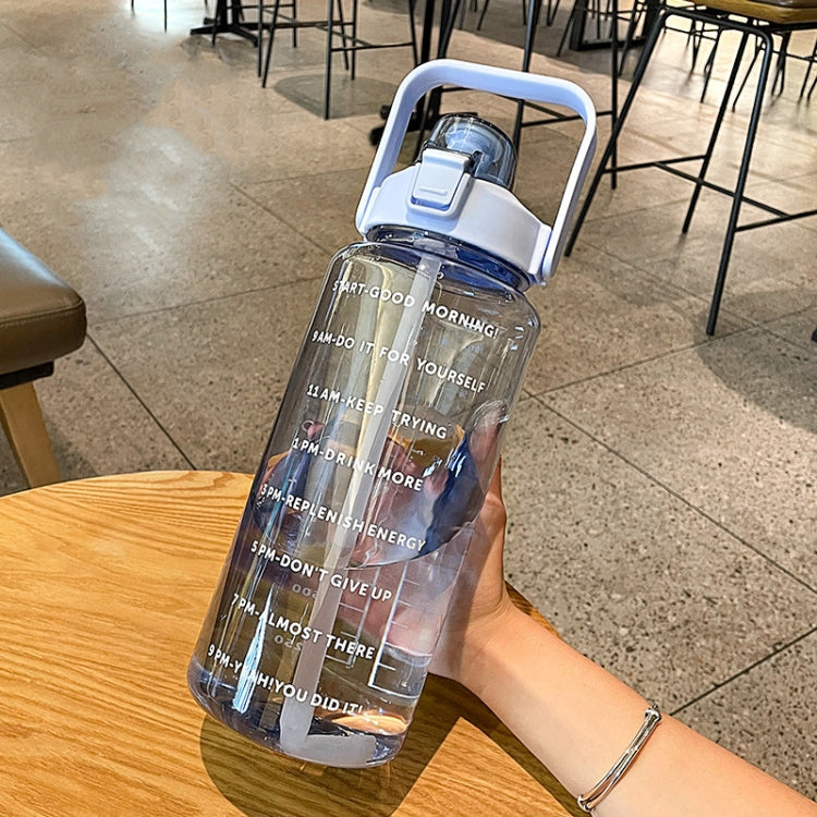 GYBL4503 2000ml Large-capacity Outdoor Sports Water Bottle with Straw, Spec: Blue+3D Stickers