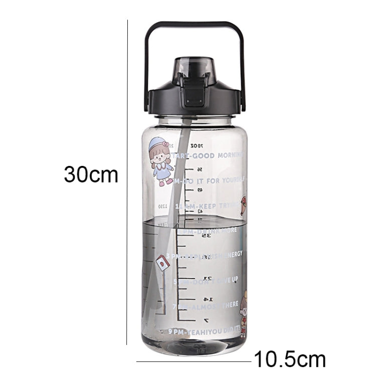 GYBL4503 2000ml Large-capacity Outdoor Sports Water Bottle with Straw, Spec: Blue+3D Stickers