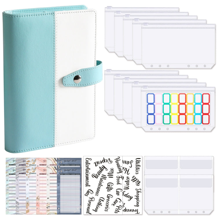 A6 Color Blocking Loose-Leaf Macaroon Notebook PU Cash Budget Handbook