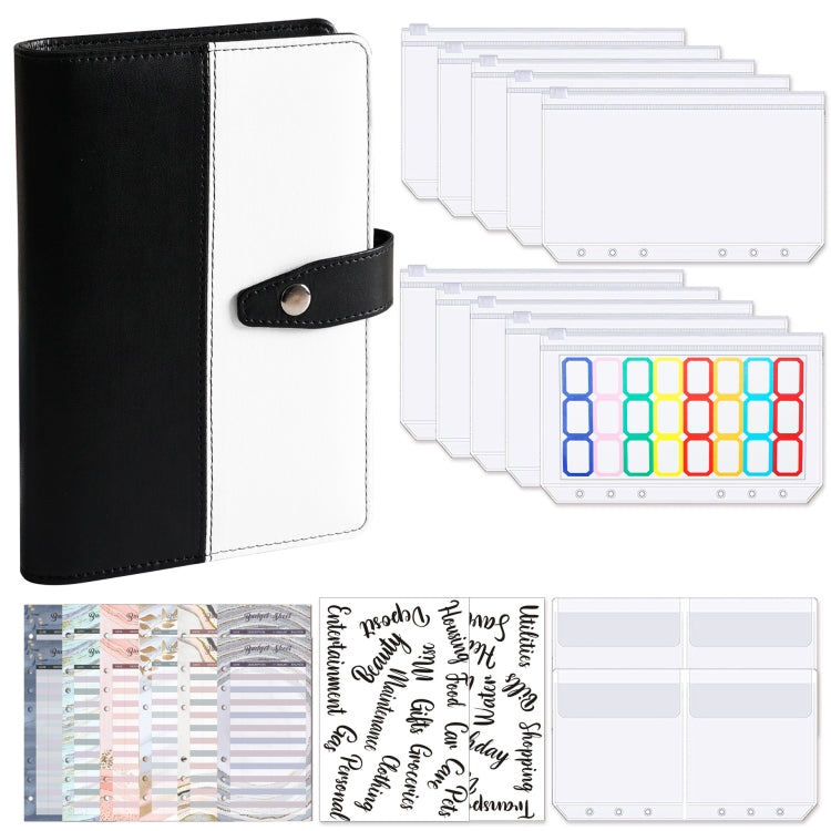 A6 Color Blocking Loose-Leaf Macaroon Notebook PU Cash Budget Handbook