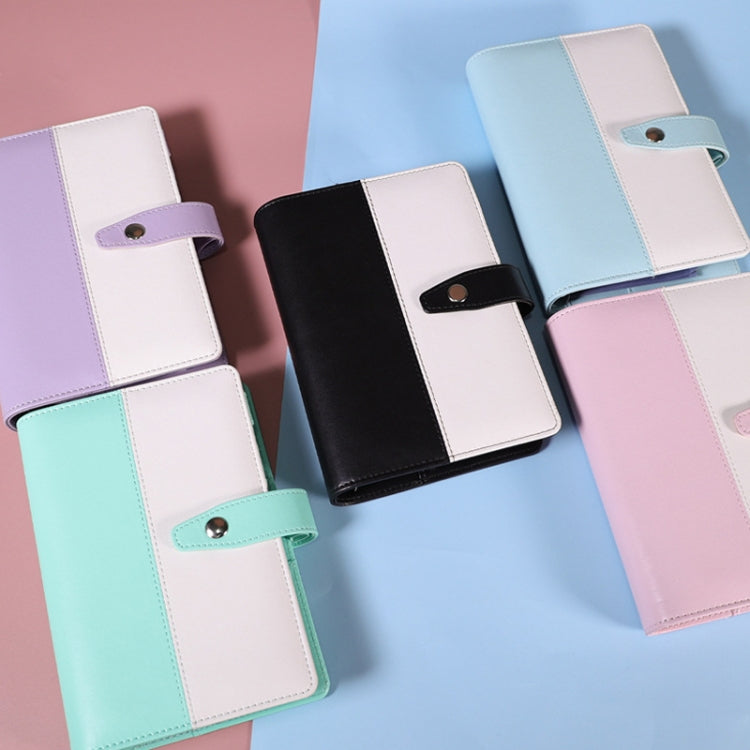 A6 Color Blocking Loose-Leaf Macaroon Notebook PU Cash Budget Handbook