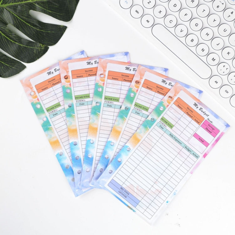 A6 6 Hole Budget Book Loose-leaf Replacement Core Handbook Insert,Spec: Weekly Plan 108 Sheets