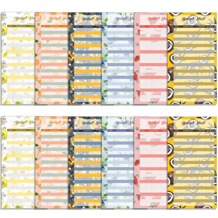 60 Sheets Cash Budget Card Loose-leaf Bookkeeping Replacement Core