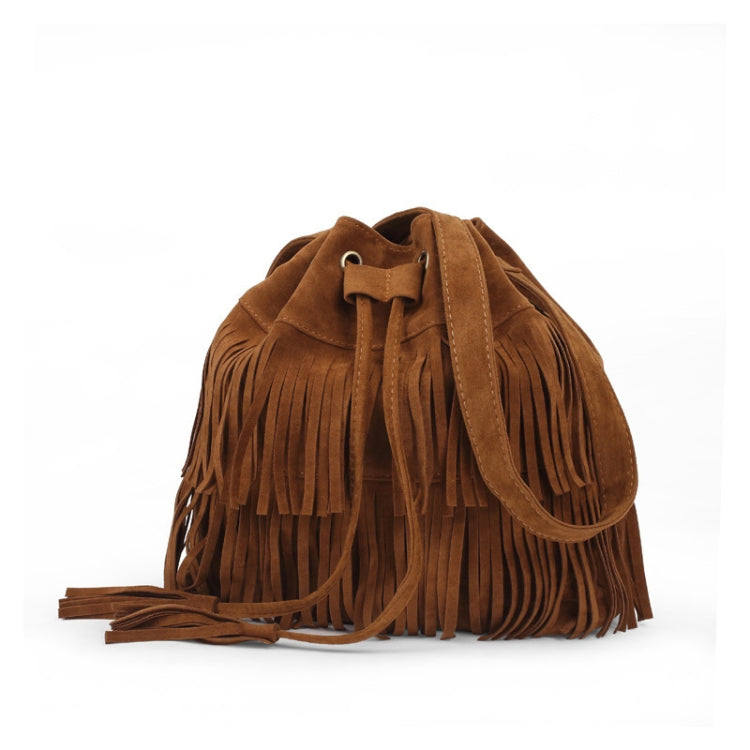 Frosted Tassel Bucket Bag Single Shoulder Crossbody Bag For Women