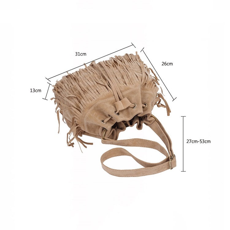 Frosted Tassel Bucket Bag Single Shoulder Crossbody Bag For Women