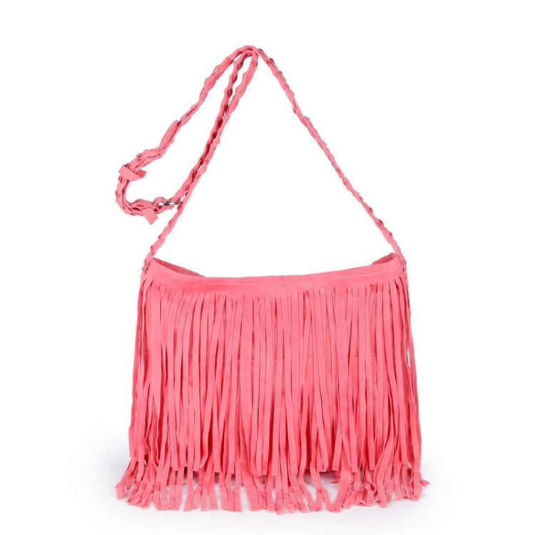 Vintage Frosted Leather Velvet Woven Tassel Crossbody Bag