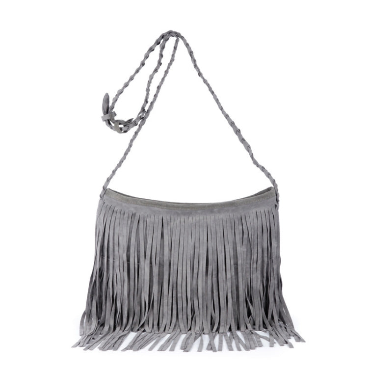 Vintage Frosted Leather Velvet Woven Tassel Crossbody Bag