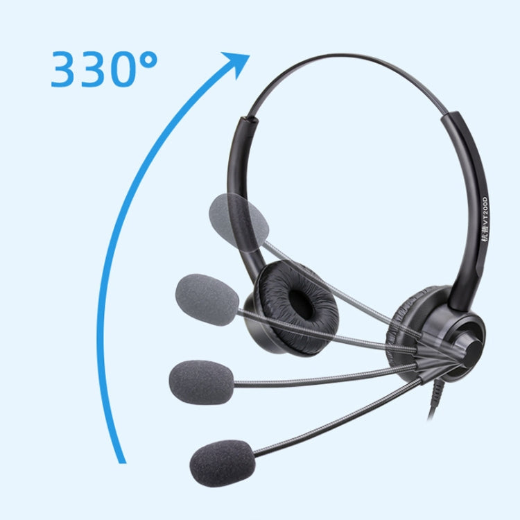 VT200D Double Ears Telephone Headset Operator Headset With Mic,Spec: PC Double Plug