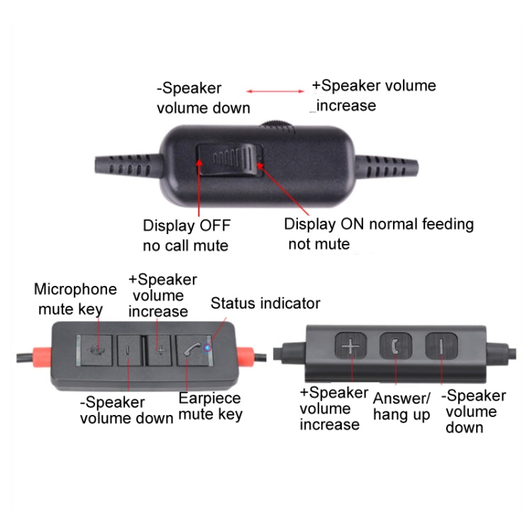 VT200D Double Ears Telephone Headset Operator Headset With Mic,Spec: 3.5mm Single Plug with Tuning