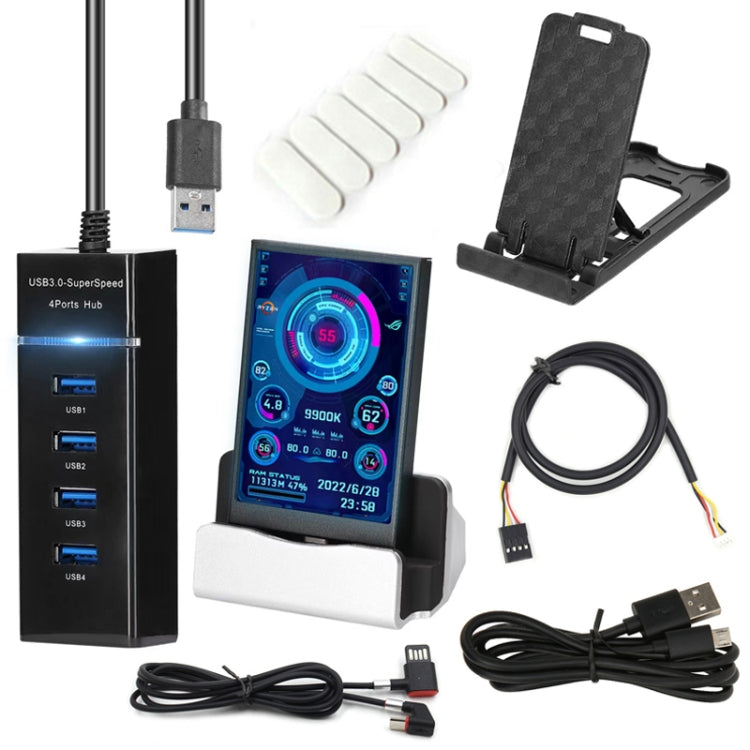 3.5 Inch IPS View All Computer Monitor USB Chassis Vice Screen Set 3 (Black)