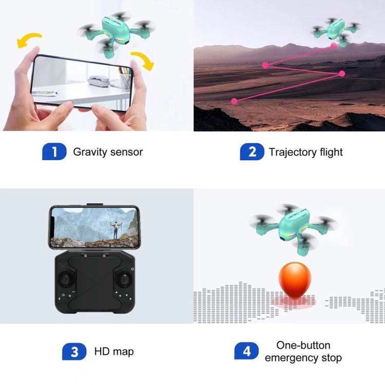 V6 Mini 4K HD Dual Camera Remote Control Aircraft Optical Flow Positioning Quadcopter with a Battery(Blue)