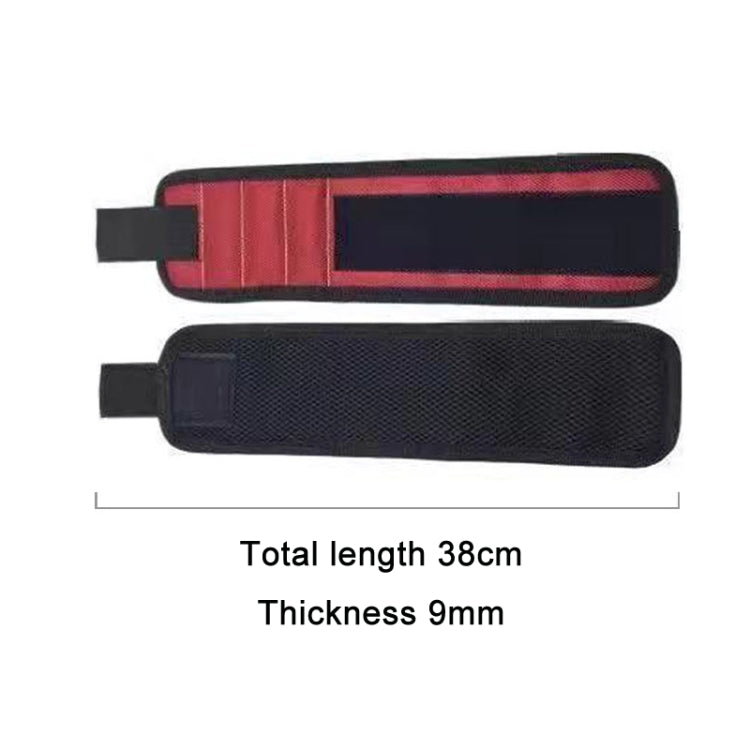 Electric Woodworking Multifunctional Powerful Magnetic Wrist Strap, Style: Three Rows Red
