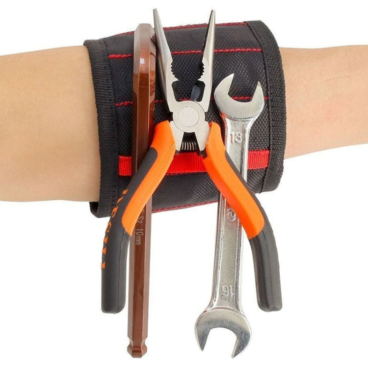 Electric Woodworking Multifunctional Powerful Magnetic Wrist Strap, Style: Three Rows Blue