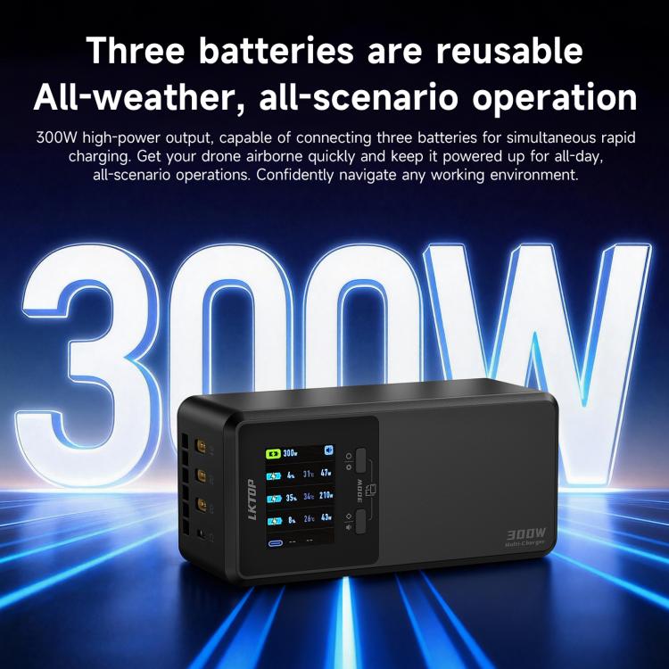 For DJI Matrice 4D / 4TD LKTOP UC363 Digital Display 3-Channel Charging Manager 300W Battery Fast Charger US Plug