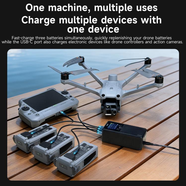 For DJI Matrice 4D / 4TD LKTOP UC363 Digital Display 3-Channel Charging Manager 300W Battery Fast Charger EU Plug