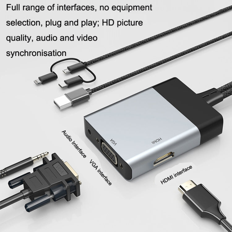 3 In 1 Micro USB + Type-C / USB-C To HD-MI + USB Android OS 1080P HDTV Dongle Cable, Plug And Play