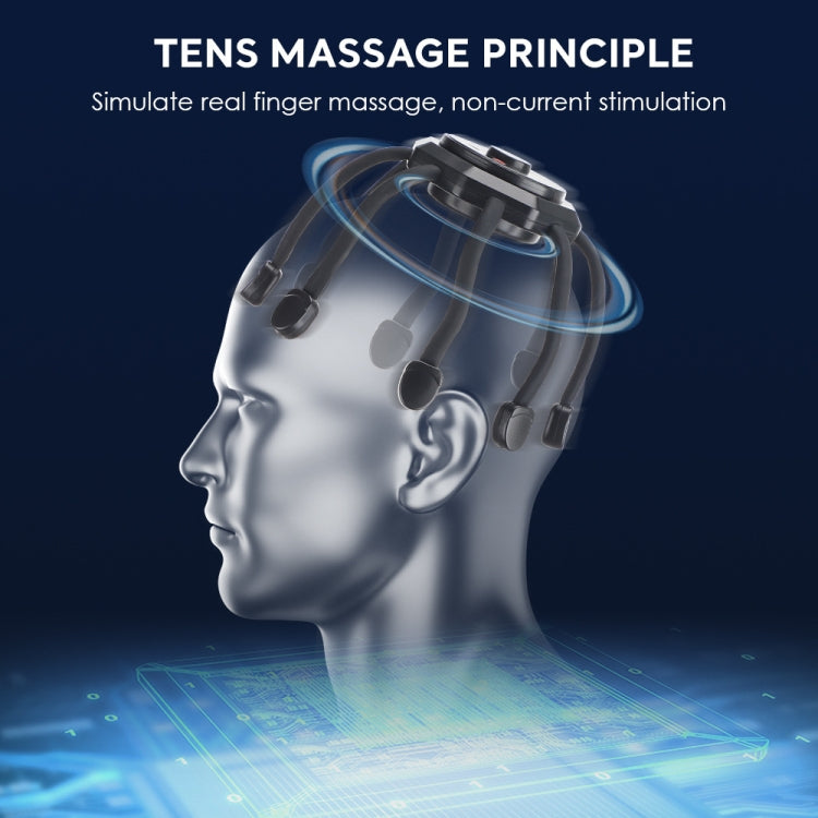 Rechargeable Octopus Scalp Massager 3 Vibration Modes Head Massager(Black)