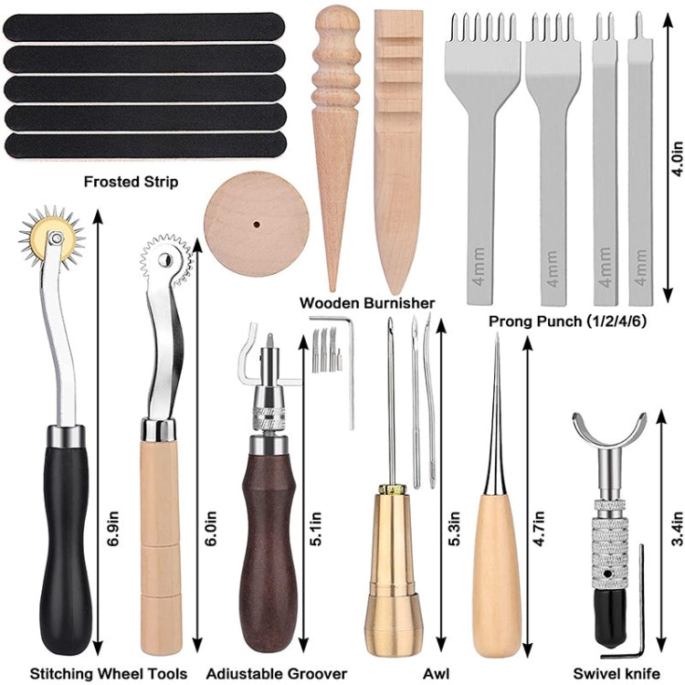 59 In 1 Handmade Leather DIY Tool Set Sewing Craft Tool Set, Style: Rotating Knives