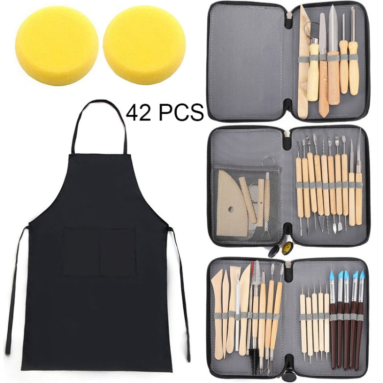 42 PCS/Set Pottery Tool Set Wooden Handle Clay Carving Knife Indentation Pen Set