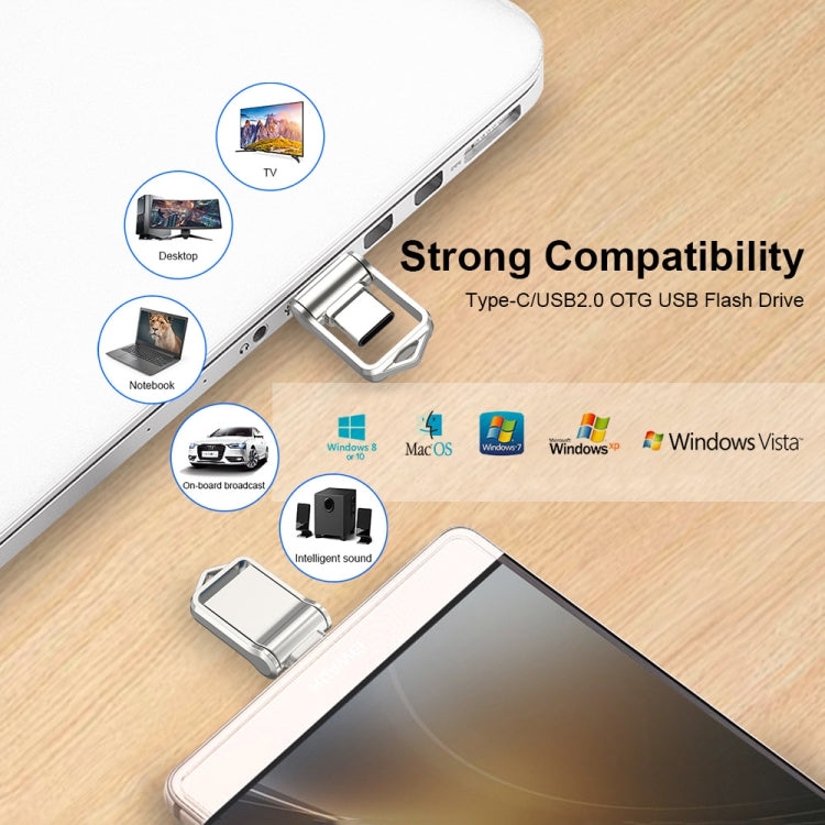 16GB USB 2.0 + Type-C/USB-C High Speed Mini Computer and Phone Dual-purpose Rotary U Disk