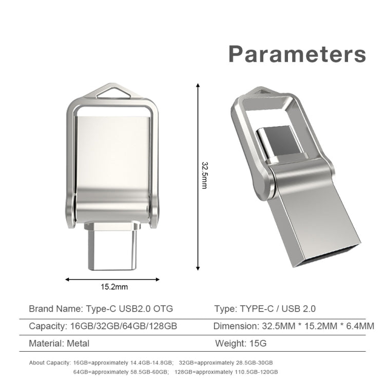 32GB USB 2.0 + Type-C/USB-C High Speed Mini Computer and Phone Dual-purpose Rotary U Disk