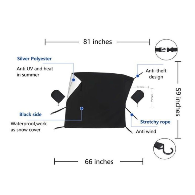Car Front Window Snow Coated Silver Cloth Anti-freeze Sun Blocker Cover(205x150x167cm)