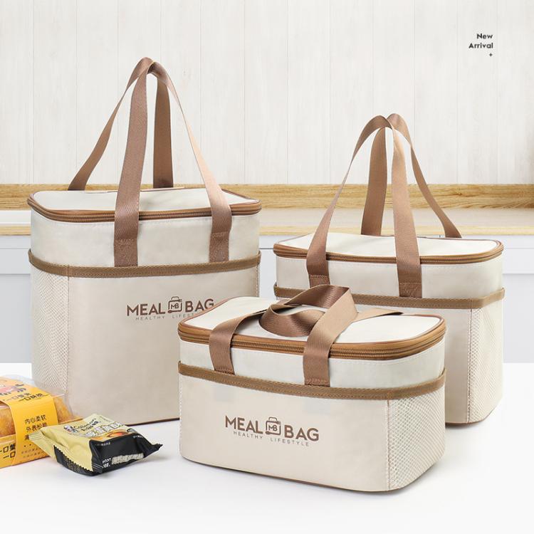Insulated Square Lunch Bag with Handles Thermal Food Delivery Bag for Meal Prep, Size: Small