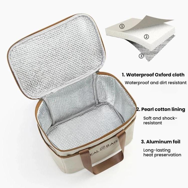 Insulated Square Lunch Bag with Handles Thermal Food Delivery Bag for Meal Prep, Size: Large