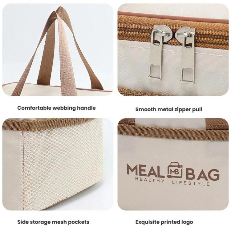 Insulated Square Lunch Bag with Handles Thermal Food Delivery Bag for Meal Prep, Size: Large
