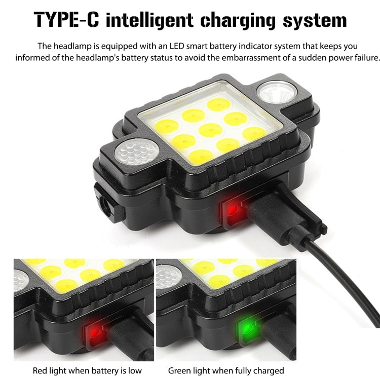 G21 Work Light Magnetic Red Blue Warning Lamp USB Rechargeable Keychain Head Light(Black)