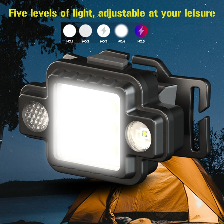 G21 Work Light Magnetic Red Blue Warning Lamp USB Rechargeable Keychain Head Light(Black)