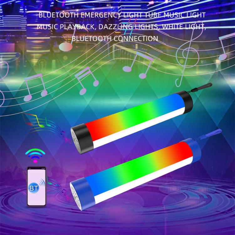 Lyyjdg-001 Bluetooth Magnetic RGB Emergency Light with Audio Function, Size: 260X42mm (Blue)