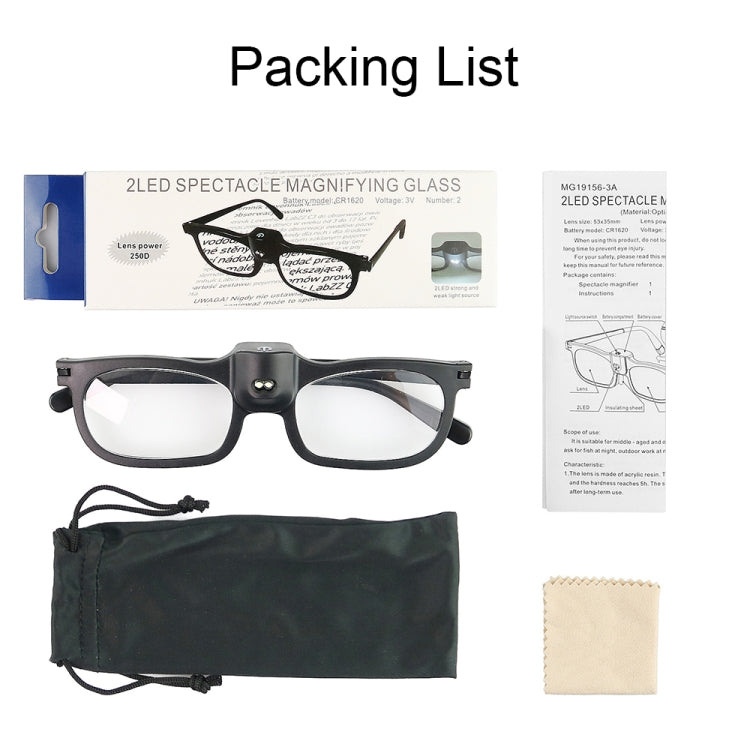 Glasses-Type Painting and Reading Magnifying Glass with 2LED Lights, Specification: 19156-3A
