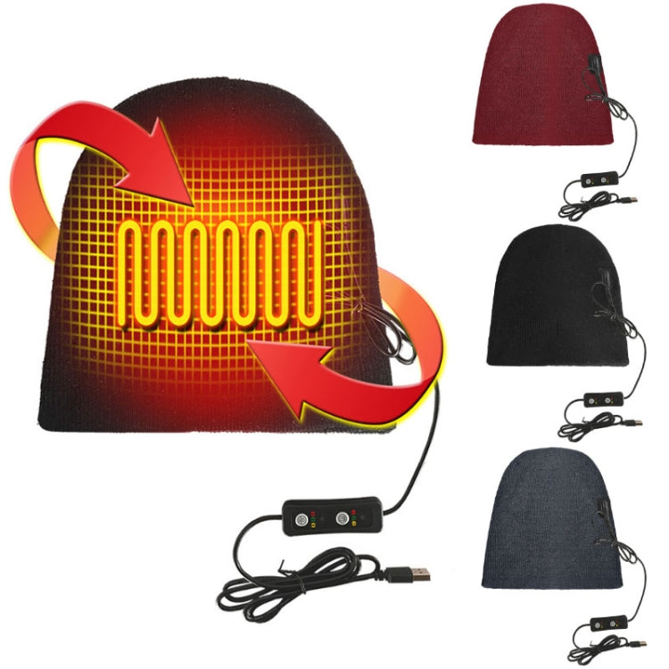 USB Electric Heating Outdoor Windproof And Warm Knitted Hat, Size: 24x24cm