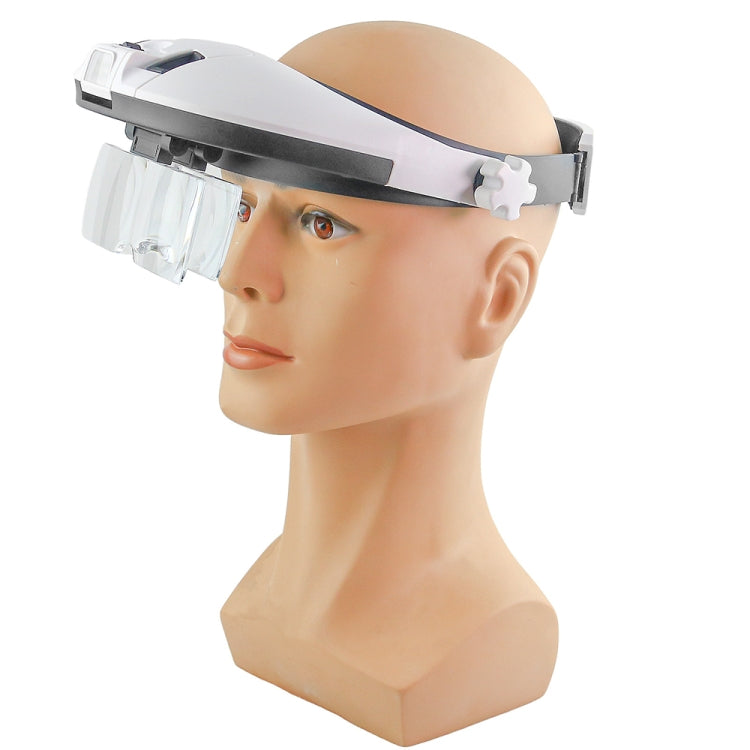 1X/1.5X/2.X/2.5X/3.5X Two-color 8LEDs Charging Head-mounted Magnifying Glass(81000 NC)