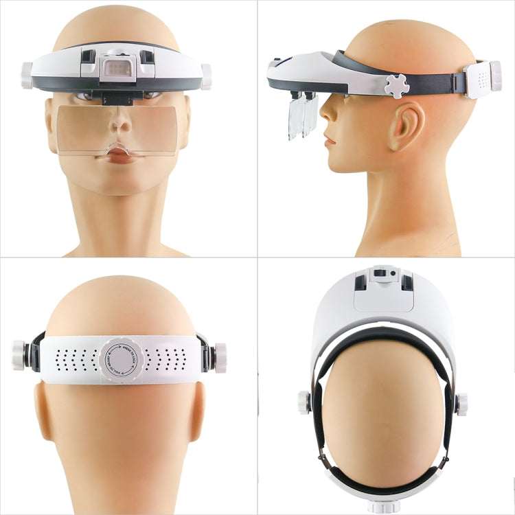 1X/1.5X/2.X/2.5X/3.5X Two-color 8LEDs Charging Head-mounted Magnifying Glass(81000 NC)