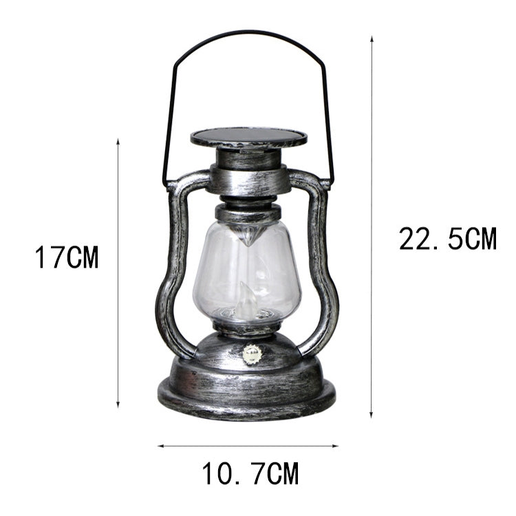 200802 Retro Solar Kerosene Lamp Shape Handheld Lamp Home Decor Flame Lamp