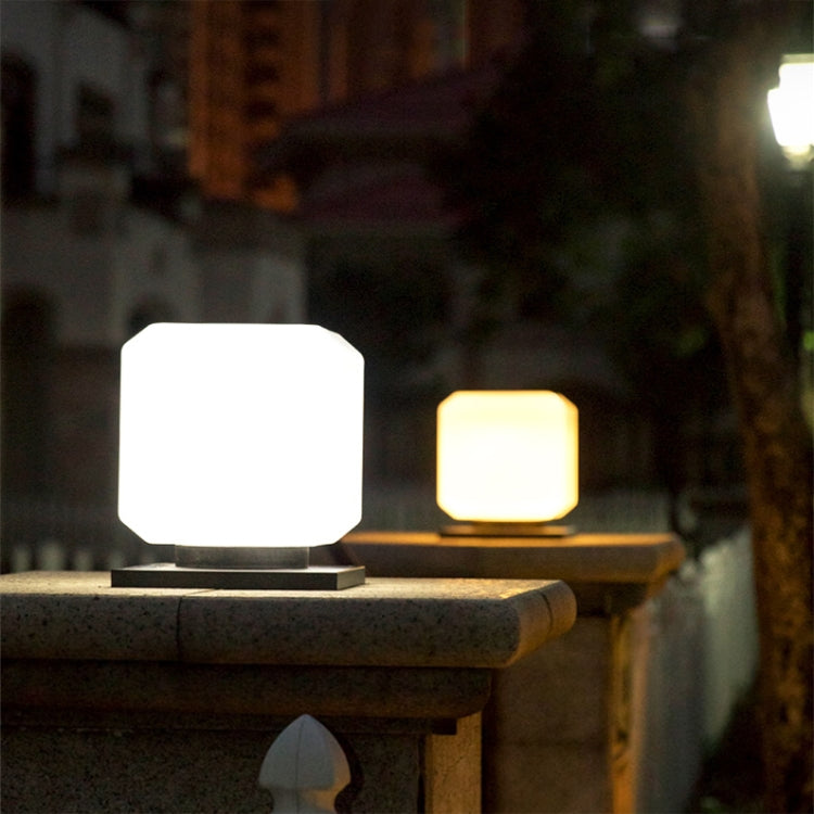 003 Solar Square Outdoor Post Light LED Waterproof Wall Lights, Size: 20cm (Warm Light)