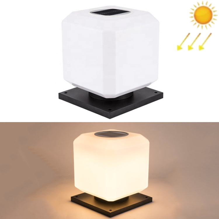 003 Solar Square Outdoor Post Light LED Waterproof Wall Lights, Size: 25cm (Warm Light)