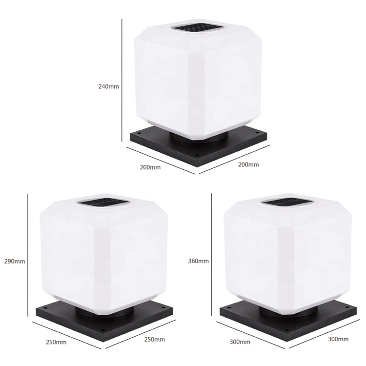 003 Solar Square Outdoor Post Light LED Waterproof Wall Lights, Size: 25cm (Warm Light)