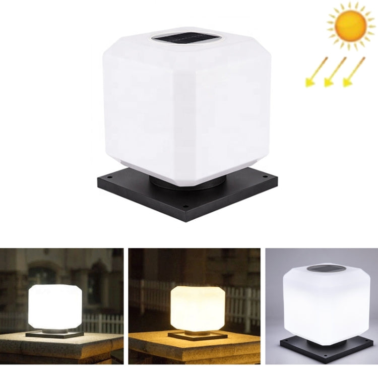 003 Solar Square Outdoor Post Light LED Waterproof Wall Lights, Size: 30cm (Tricolor Light)