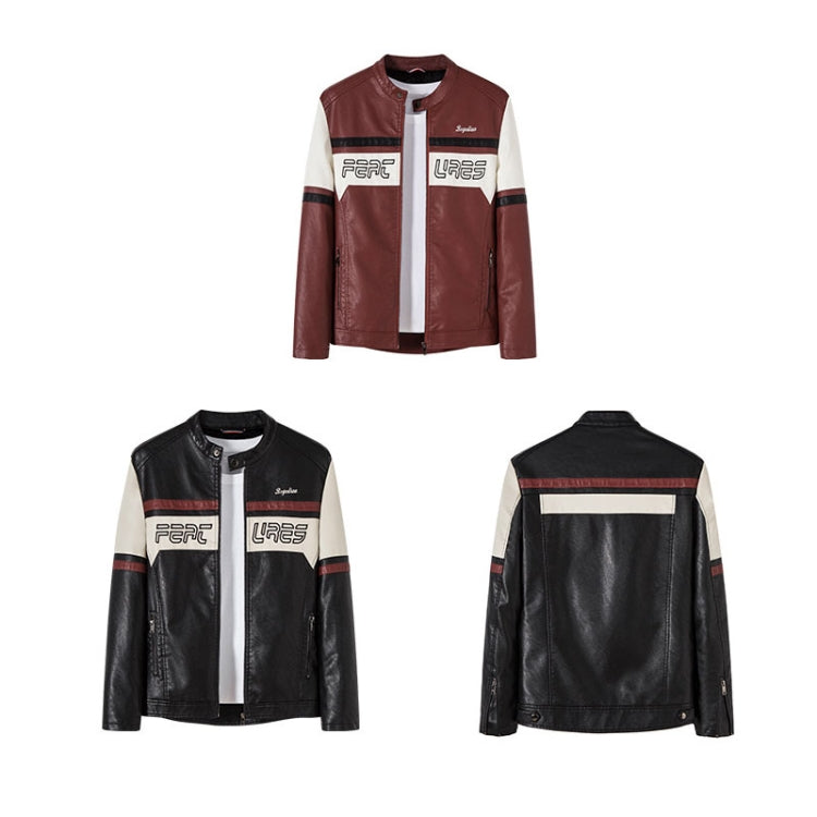 Men Slim Fit Padded Patchwork Motorbike Leather Jacket, Size: