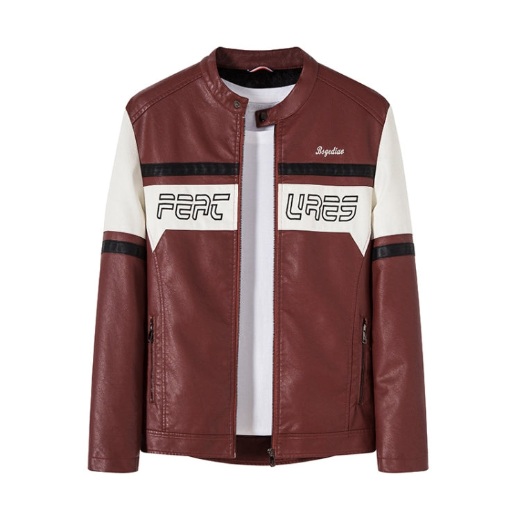 Men Slim Fit Padded Patchwork Motorbike Leather Jacket, Size:
