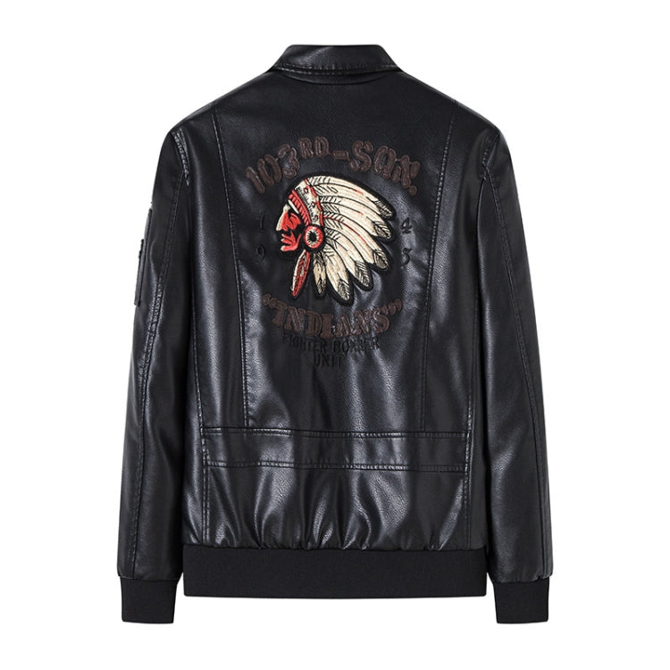 Men Suit Collar Washed PU Leather Jacket Flight Suit, Size: