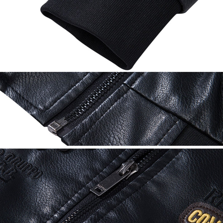 Men Suit Collar Washed PU Leather Jacket Flight Suit, Size: