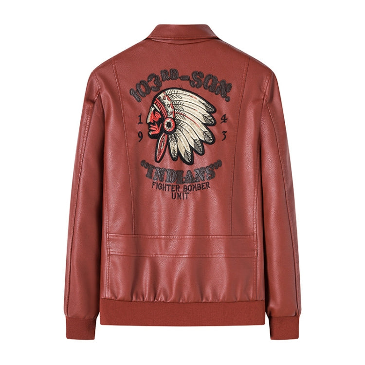 Men Suit Collar Washed PU Leather Jacket Flight Suit, Size: