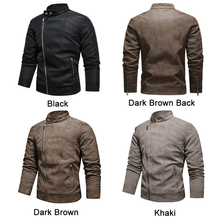 Mens Lapel Leather Motorcycle Jacket, Size: